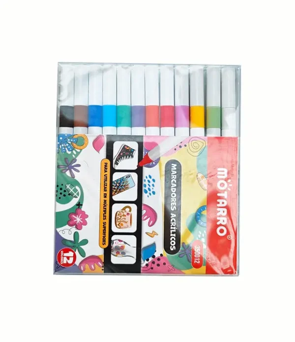 MARCADORES ACRÍLICOS 12 COLORES MOTARRO