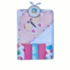 set de toalla de baño con capa mas cinco mini tutos de algodon para bebes diseño mariposa