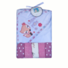 set de toalla de baño con capa mas cinco mini tutos de algodon para bebes diseño zorrita